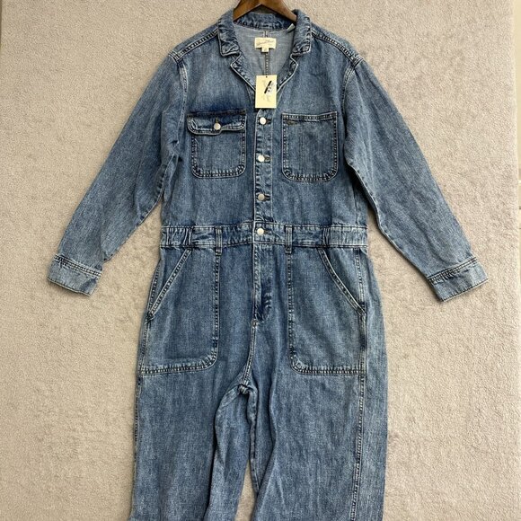 NEW Women's 16 Long Sleeve Utility Baggy Denim Jumpsuit - Universal Thread i1568 - Picture 5 of 9